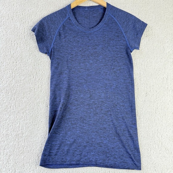 Lululemon Swiftly Tech Short Sleeve Crew Neck Top Shirt Blue 6 Yoga Gym Active - Picture 1 of 9